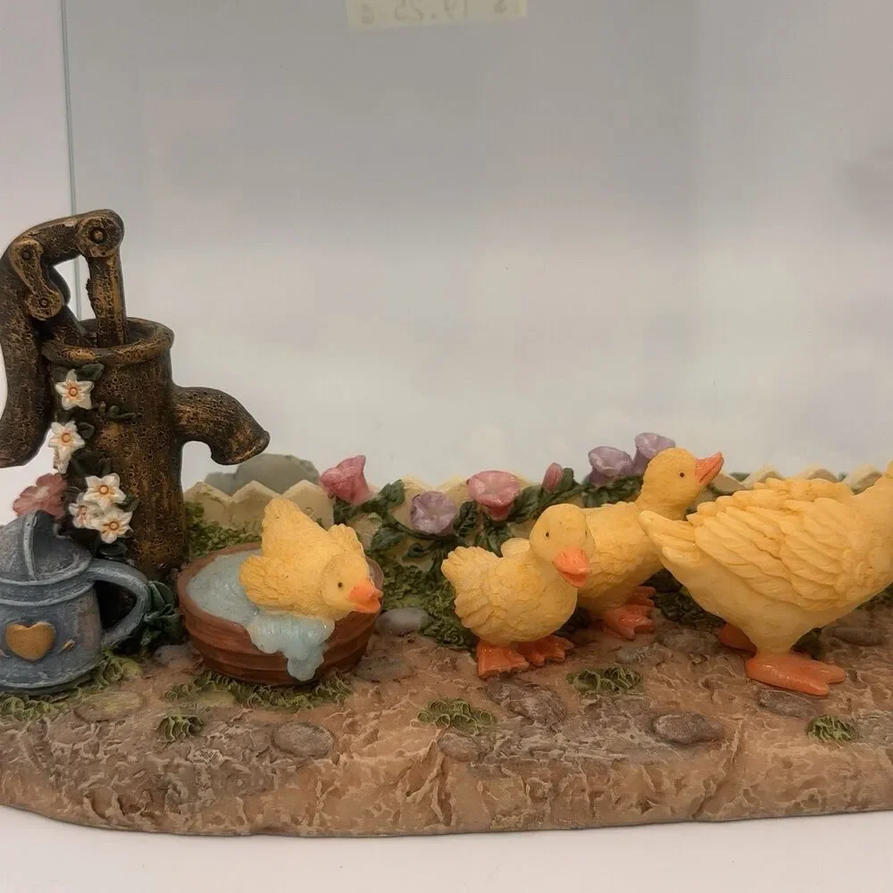 Vintage Girl Feeding Ducks Double Glass Photo Frame 6x4 Country Farmhouse Decor